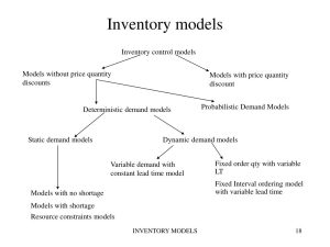 Key Goals of Most Inventory Models